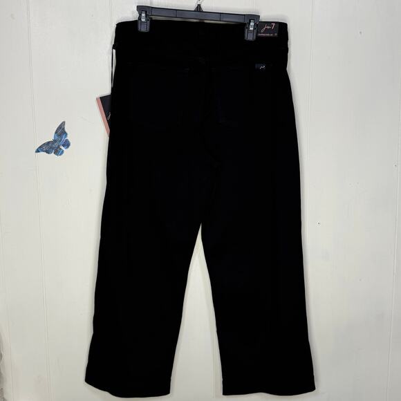 Jen7 Womens Pants Black Cropped Wide Leg High Rise Pockets Zip Button Close New - Picture 4 of 16